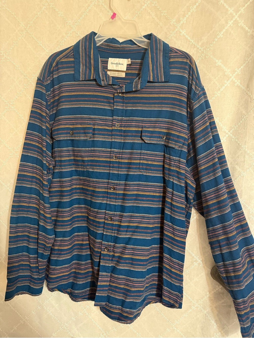 Goodfellow & Co Teal and Navy Striped Button-Down Shirt